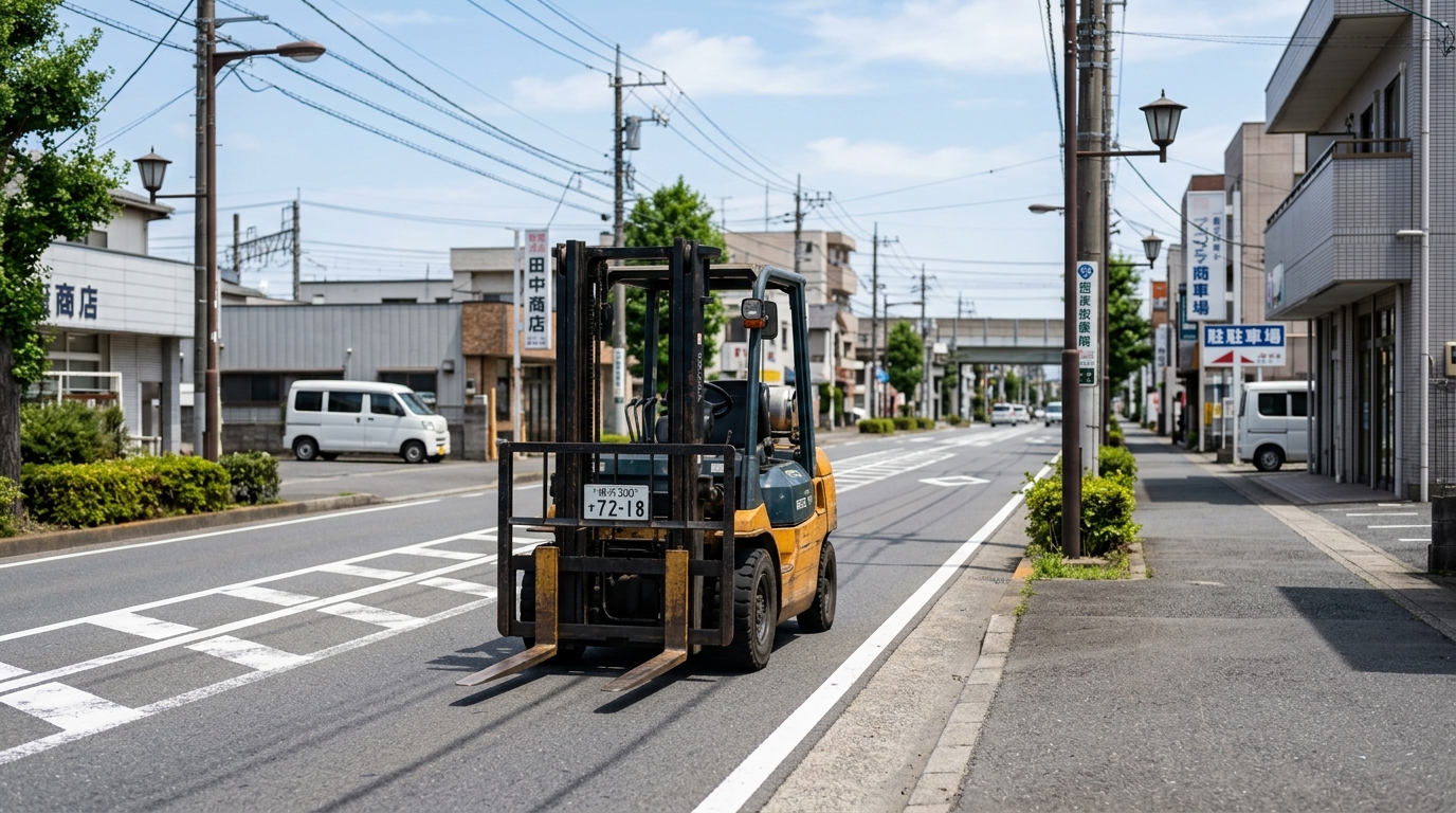 フォークリフト公道走行に必要な条件|免許とナンバー登録の手順